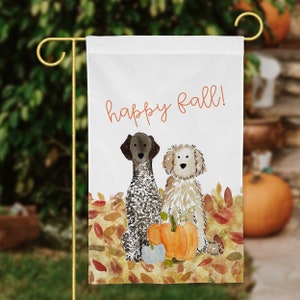 Fall Pumpkin Mix and Match Dog Breed Garden Flag | Personalized Pet Yard Flag, Goldendoodle, Golden Retriever, Lab, GSP, Spaniel, Cat