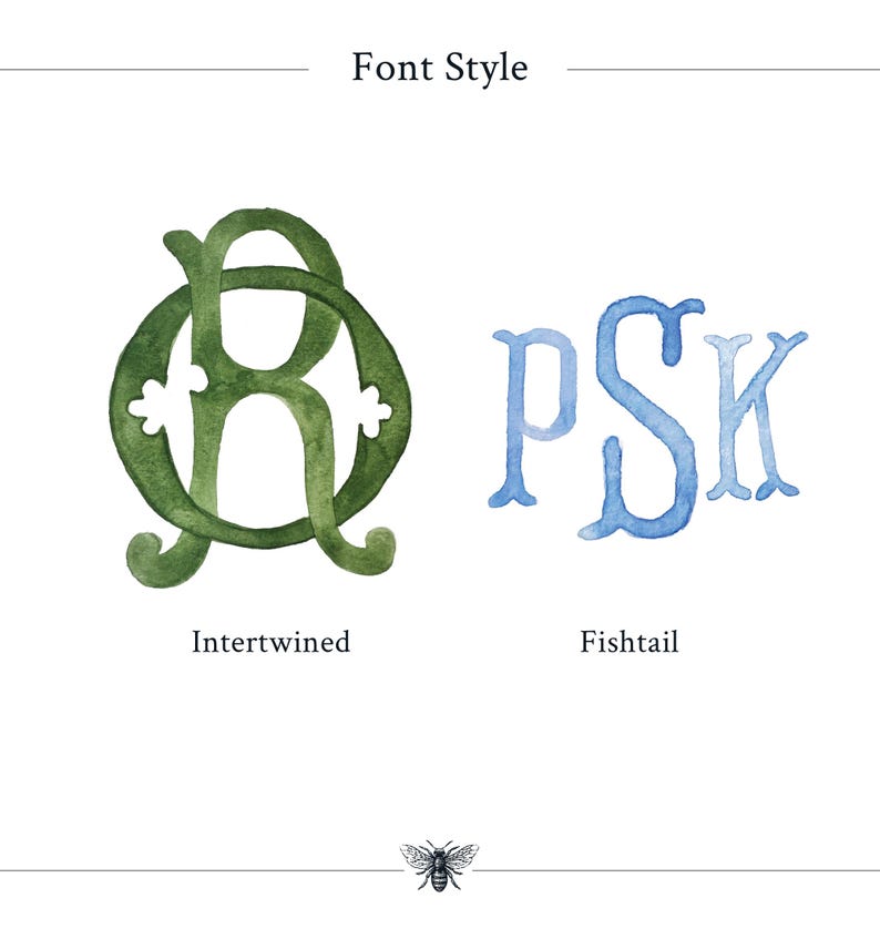 Psk Letters The Olivia Crest Digital Art | Personalized Watercolor Wedding Crest ...