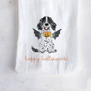 Torchon épagneul d&#39;Halloween effrayant | Springer Spaniel chien chauve-souris Costume essuie-mains de cuisine, cocker, Cavalier king Charles Spaniel