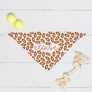 Personalized Football Pattern Pet Bandana | Fall Pet Bandana, Football Team Colors Dog Bandana, Custom Pet Name Tie On Bandana
