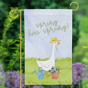 Dress Up Goose Seasonal Watercolor Garden Flags | Goose Statue Outfit Garden Flag, Goose Porch Decor, Goose Outfit Garden Flag