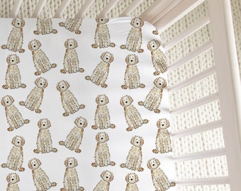 Cream Doodle Crib Sheet | White Goldendoodle Crib Sheet, Cream Labradoodle Crib Sheets