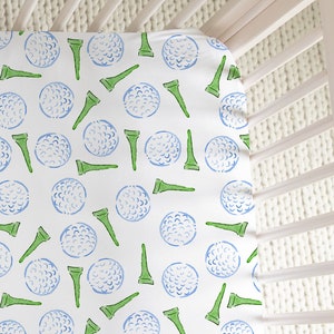 Golf Tee Pattern Crib Sheet | Golf Crib Sheet, Golf Ball Pattern, Golfing Baby Nursery Decor