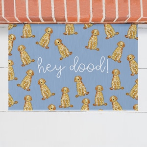 Hey Dood Apricot Goldendoodle Welcome Mat | Goldendoodle Entry Rug, Golden Doodle Outdoor Rug