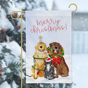 Festive Christmas Mix and Match Pet Garden Flag | Personalized Pet Yard Flag, Goldendoodle, Golden Retriever, Lab, GSP, Spaniel, Cat