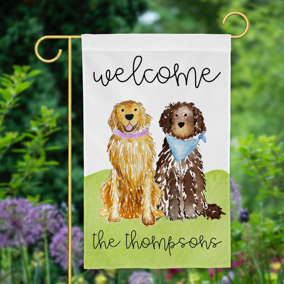 Welcome Mix and Match Pet Garden Flag | Personalized Pet Yard Flag, Goldendoodle, Golden Retriever, Lab, GSP, Spaniel, Cat - Etsy