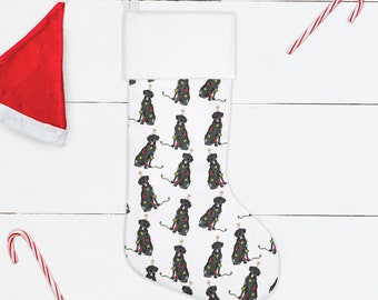 Festive Christmas Black Lab Stocking | Christmas Black Lab Pet Stockings, Christmas Stockings for Dogs