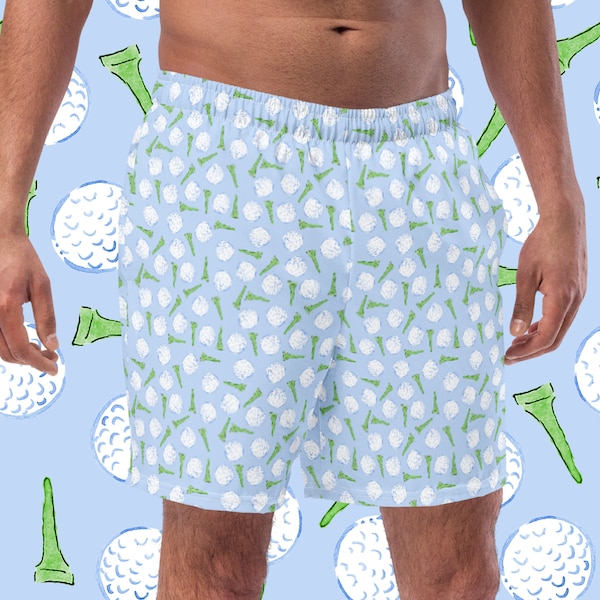 Golf Ball Men's Swim Trunks | Golfing Swim Shorts for Men, Golf Fathers Day Gift Idea