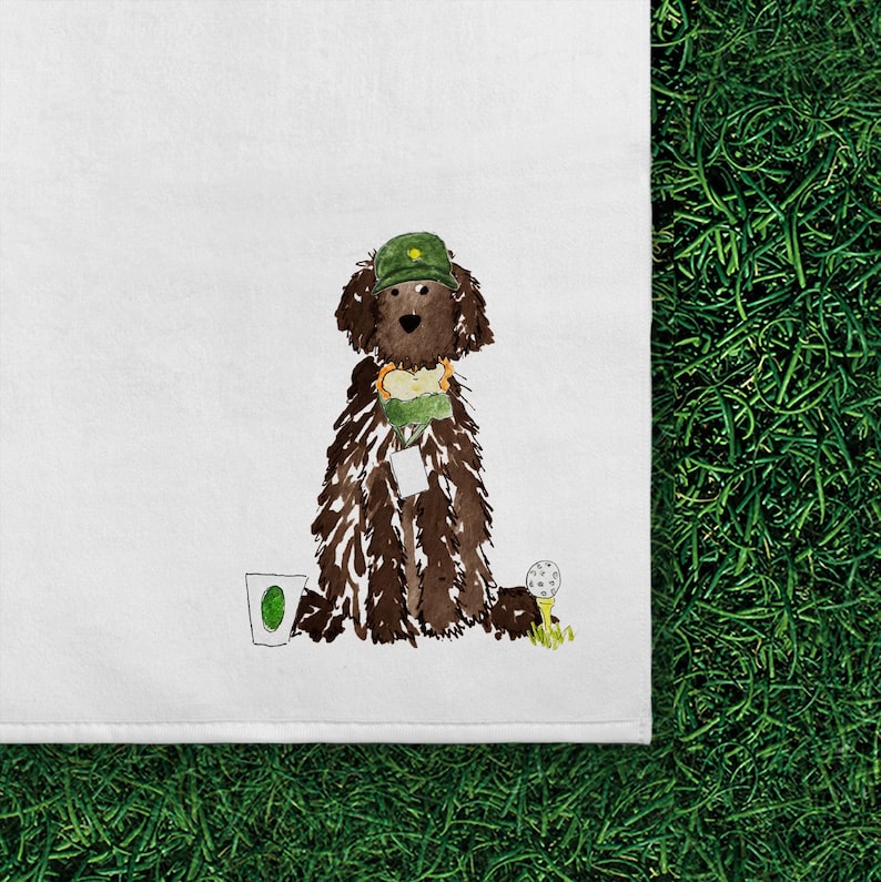 Golf Patron Doodle Golf Towel | Golf Master Goldendoodle Golf Towel, Labradoodle Golf Towel, Mens Golf Gift, Personalized Golf Towel brown