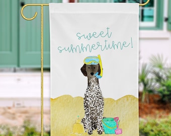 Sandy Summer German Shorthaired Pointer Garden Flag | Beach Garden Flag, GSP Garden Flag, GSP Yard Flag