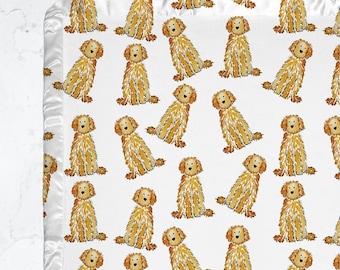 Watercolor Doodle Baby Minky Blanket with Satin Trim | Goldendoodle Baby Blanket, Labradoodle Minky Baby Blanket, Bernadoodle Baby Blanket