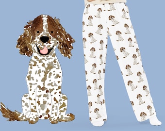 Brązowe spodnie piżamowe Parti Spaniel | Piżamy dla psów Spaniel, Springer Spaniel, Parti Spaniels