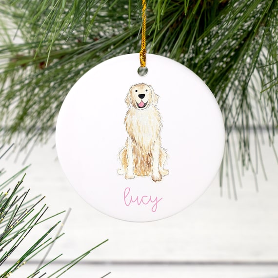 White golden retriever christmas ornament Clearance