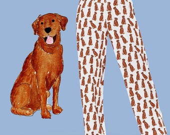Röda labradorpyjamasbyxor | Röd labrador retriever, labradorpyjamas, röda labradorpyjamasbyxor