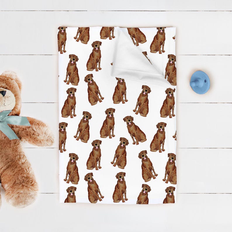 Akvarell labrador jersey-filt | Labrador babyfilt, choklad labrador babyfilt, gul labrador-filt, vit labrador babypresent bild 10