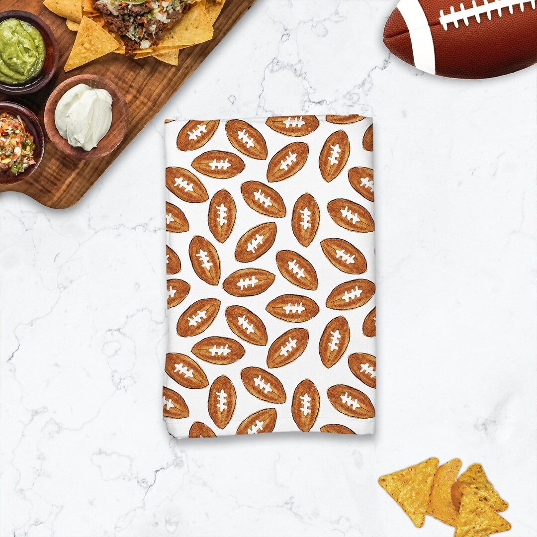 Football Pattern Hostess Towel Football Kitchen Towel, Tailgate Decor