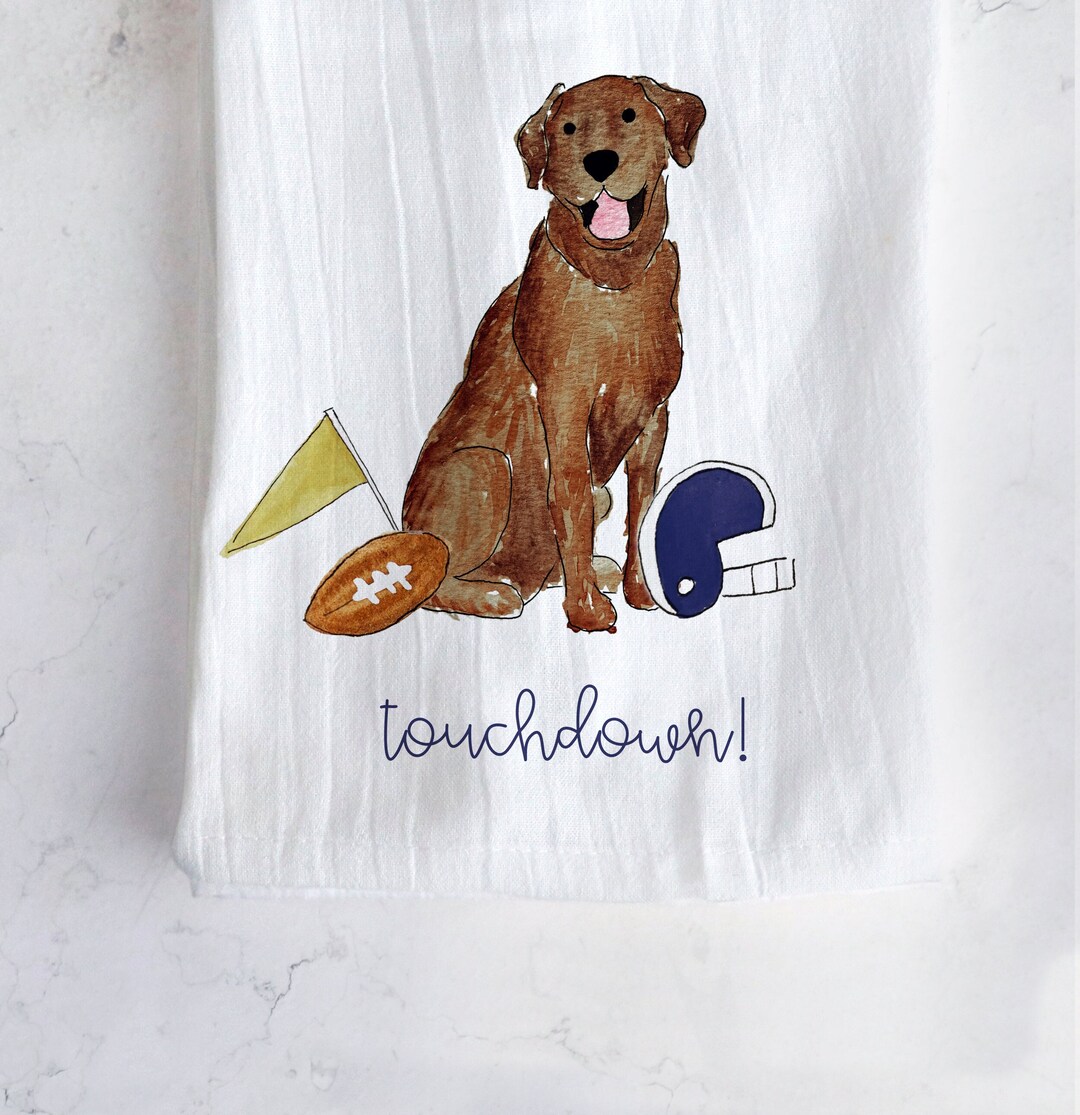 Sporty Football Lab Tea Towel Personalized Black Lab Hand Towel