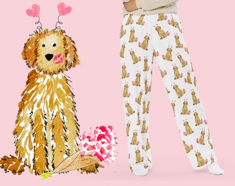 Lovey Dovey Apricot & Creme Doodle Pyjama Hose | Goldendoodle Pyjamas, Golden Doodle Pyjamahose, personalisierte Hundepyjamas