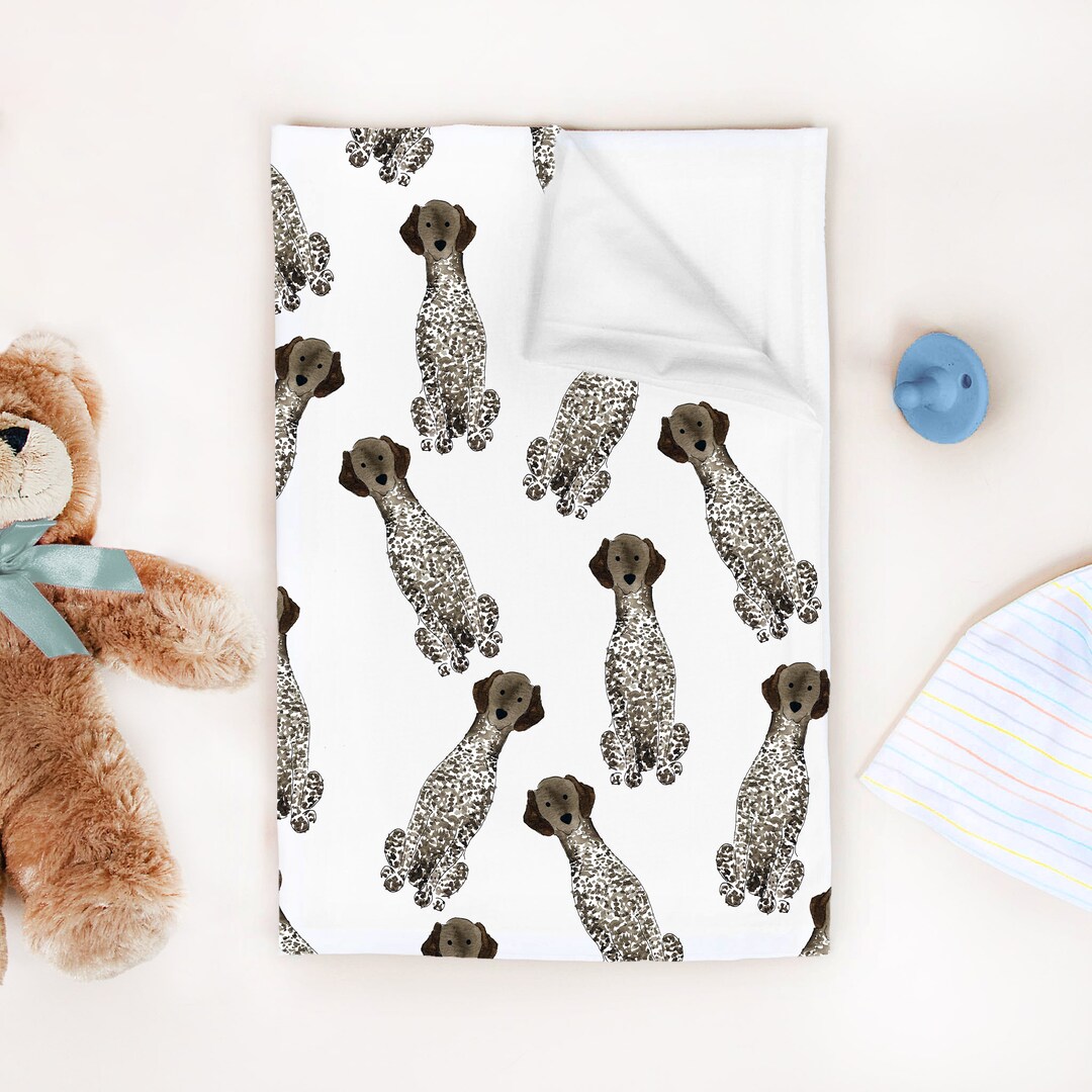 German Shorthaired Pointer Swaddle Blanket GSP Baby Gift, Bird Dog Baby