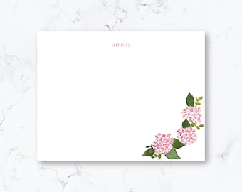 Personalized Pink Hydrangea Stationery Set {grandmillenial Monogram Stationery, custom Thank You Notes, Wedding Notes, Bridal Shower}