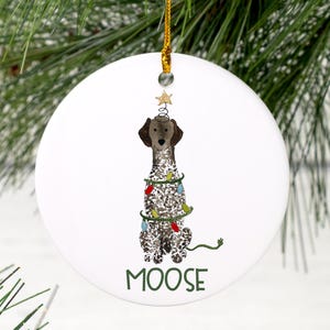 Festive Christmas German Shorthaired Pointer Ornament | GSP Christmas Ornament, Bird Dog Ornament, Black GSP Ornament
