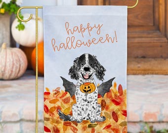 Spooky Halloween Spaniel Garden Flag | Halloween Yard Flag, Trick or Treat Yard Decoration, Springer Spaniel, Cocker Spaniel, Boykin Spaniel
