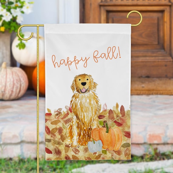 Fall Pumpkin Golden Retriever Garden Flag | Fall Thanksgiving Yard Flag Outdoor Decoration, Happy Fall Pumpkin