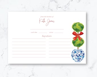 Personalized Christmas Topiary Recipe Box Cards | Christmas Recipe Box, Cooking Gift Ideas, Custom Recipe Cards, Grandmillenial Christmas
