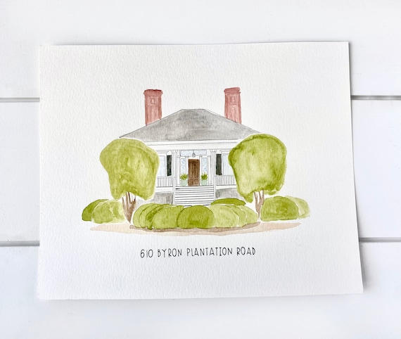 Hand-Painted Watercolor House Painting 8x10 {New Home Illustration, Custom House Portrait, Real Estate Closing Gift, First Home House Print}