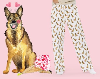 Lovey Valentines German Shepherd Pajama Pants | German Shepherd Pajama Pants, Valentine's Day Pajama Pants