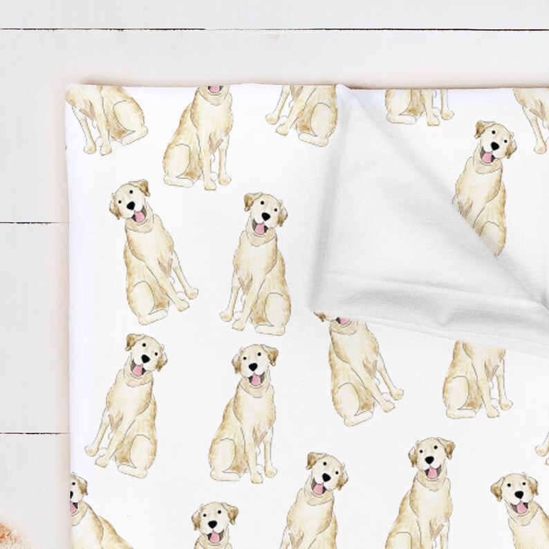 Akvarell labrador jersey-filt | Labrador babyfilt, choklad labrador babyfilt, gul labrador-filt, vit labrador babypresent White