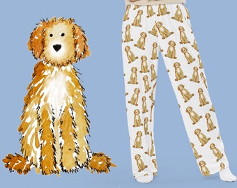 Apricot und Creme Doodle Pyjama Hose | Goldendoodle Schlafanzug, Labradoodle Pyjamahose, Golden Doodle Geschenk