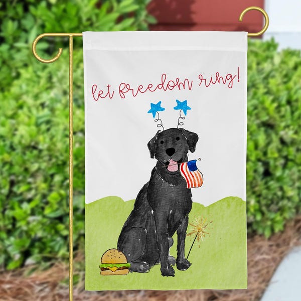 Vaterländische Gartenfahne | 4.Juli Gartenfahne, Black Labrador, White Labrador, Yellow Labrador, Red Labrador, Chocolate Labrador