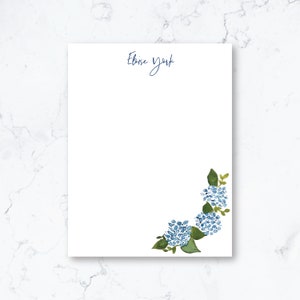 Bloc de notas de hortensias personalizado / hortensias, papelería con monograma, bloc de notas personalizado para profesores, accesorios de escritorio personalizados, organización