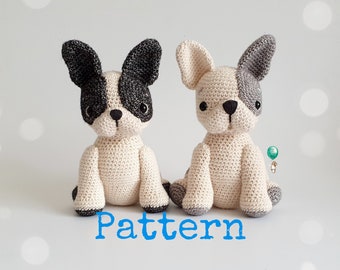 French Bulldog Amigurumi Pattern Crochet Frenchie DIGITAL FILE English Belle and Grace HMCq