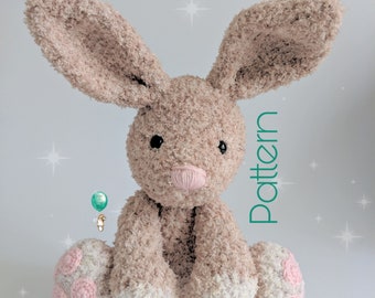 crochet rabbit pattern - fluffy the bunny -  PDF file - amigurumi pattern - Easter Bunny - rabbit Belle and Grace HMC