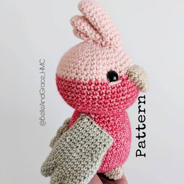 PATTERN Crochet Galah - amigurumi bird - crochet Australia animal English Belle and Grace HMC