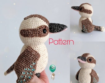 Crochet pattern Kookaburra amigurumi bird Australia English Belle and Grace HMC