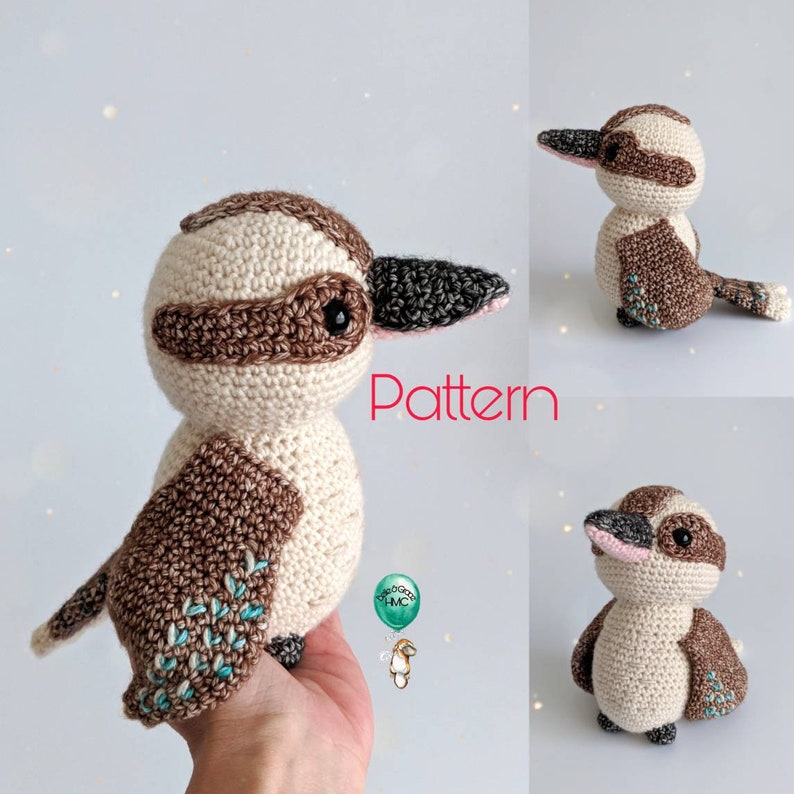 Crochet pattern Kookaburra amigurumi bird Australia English Belle and Grace HMC image 1