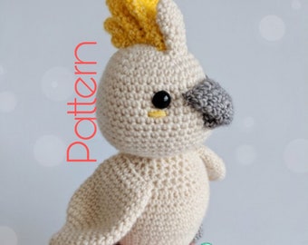 Crochet Cockatoo Pattern - Percy - Amigurumi bird English Belle and Grace HMC