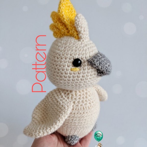 Crochet Cockatoo Pattern - Percy - Amigurumi bird English Belle and Grace HMC