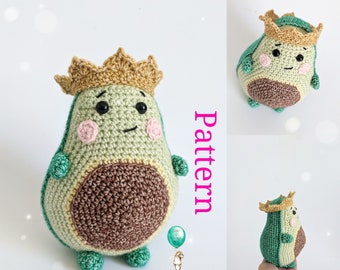 Amigurumi Avocado Pattern, crochet Mr. Avocado, pdf file English Belle and Grace HMC