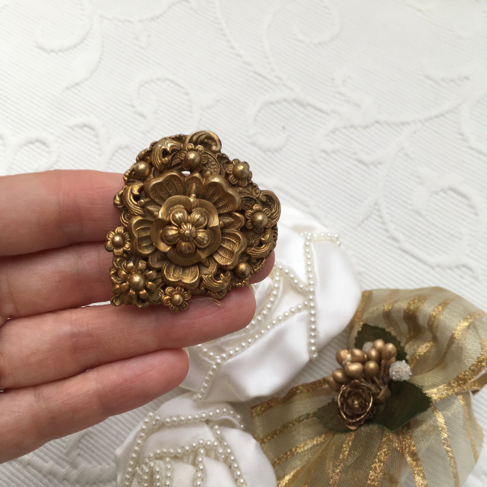 Beautiful Antique Pinchbeck Brass Dress Clip With Art Nouveau | Etsy