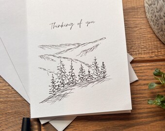 Minimalist Mountain Card | Hand-Sketched | Thinking of You | Sympathy Card