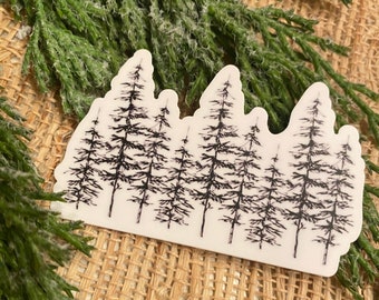 Pine Tree Sticker | Hand Sketched Nature Scene, Weatherproof Vinyl