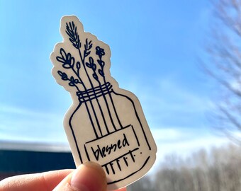 Blessed Vase Vinyl Sticker | Inspirational Die Cut Decal