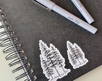 Hand Sketched Pine Tree Sticker | Weatherproof Vinyl Decal