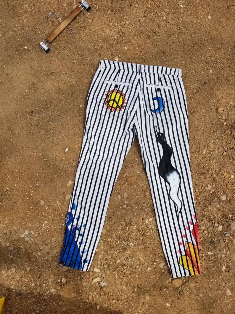 Hand-painted Balance of Elements Striped Pants