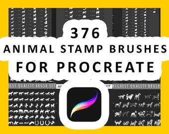 MEGA PACK DISCOUNT - 387 Animals Stamp Brushes for Procreate, Use on iPad with Apple Pencil, Instant Download, High Quality Brush, Stamps