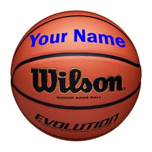 Customized Personalized Wilson Evolution Basketball with Blue Text